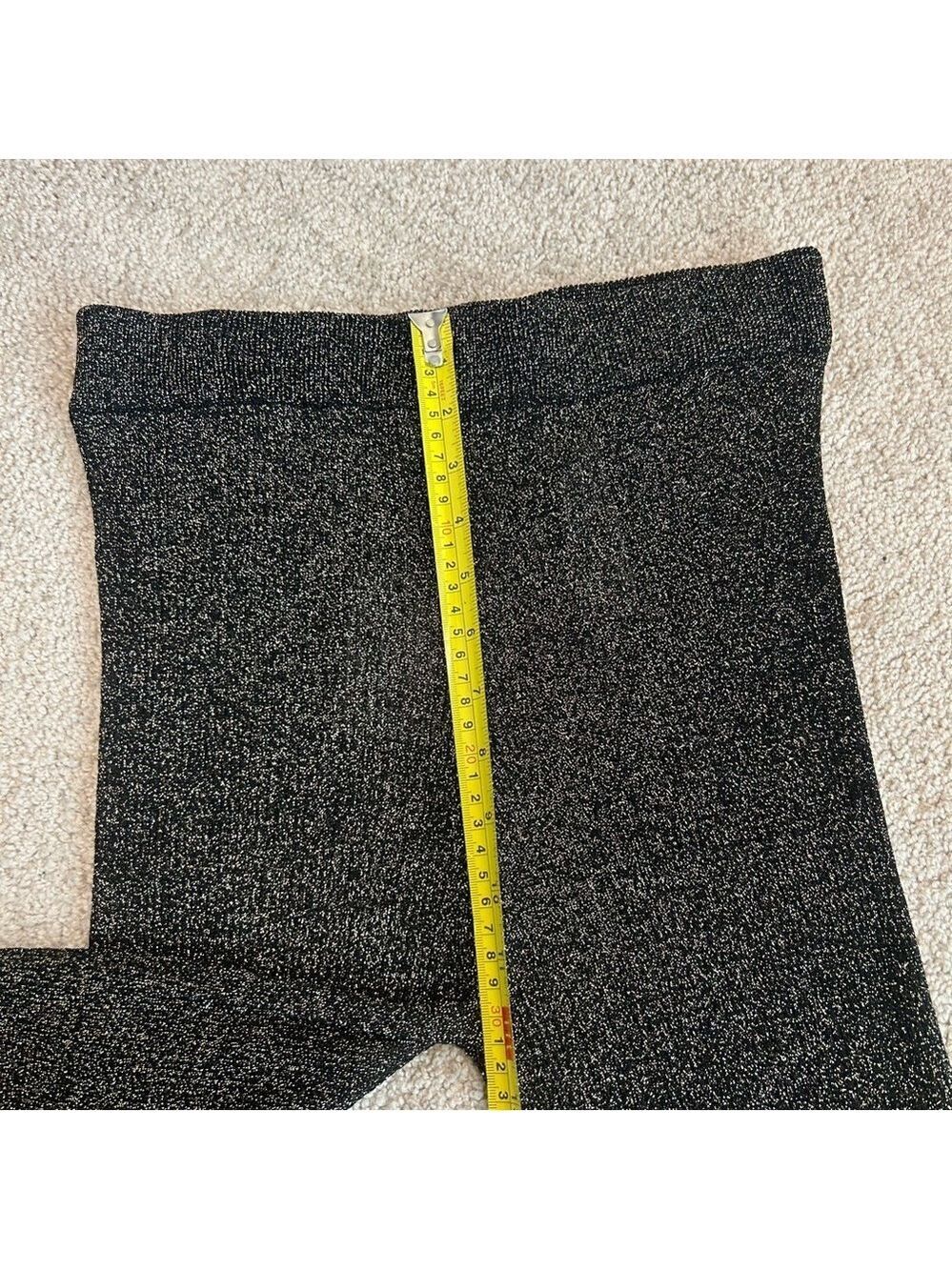 Zara Special edition black gold knit metallic glitter flare pants Sz M NWT - Picture 10 of 13